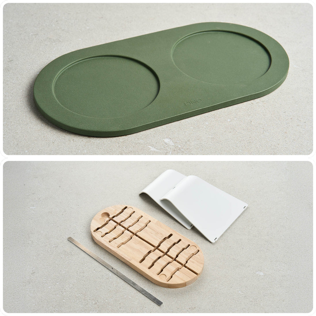 PINO Perfect Posture Bundle Large in Crocodile Green, Tray with Raised Tray Extension parts