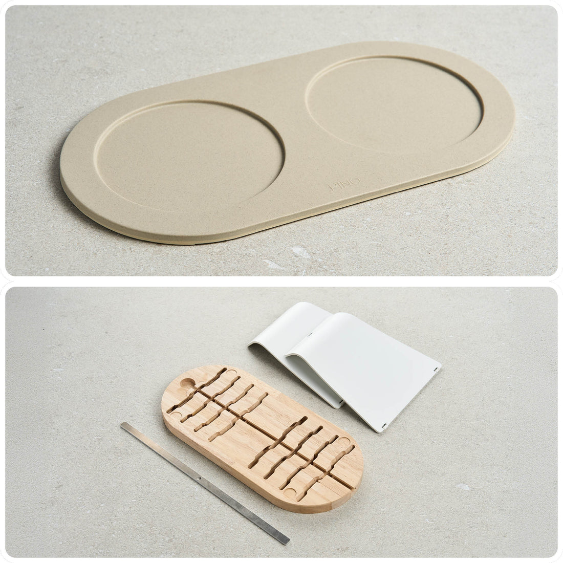 PINO Perfect Posture Bundle Large in Owl Greige, Tray with Raised Tray Extension parts