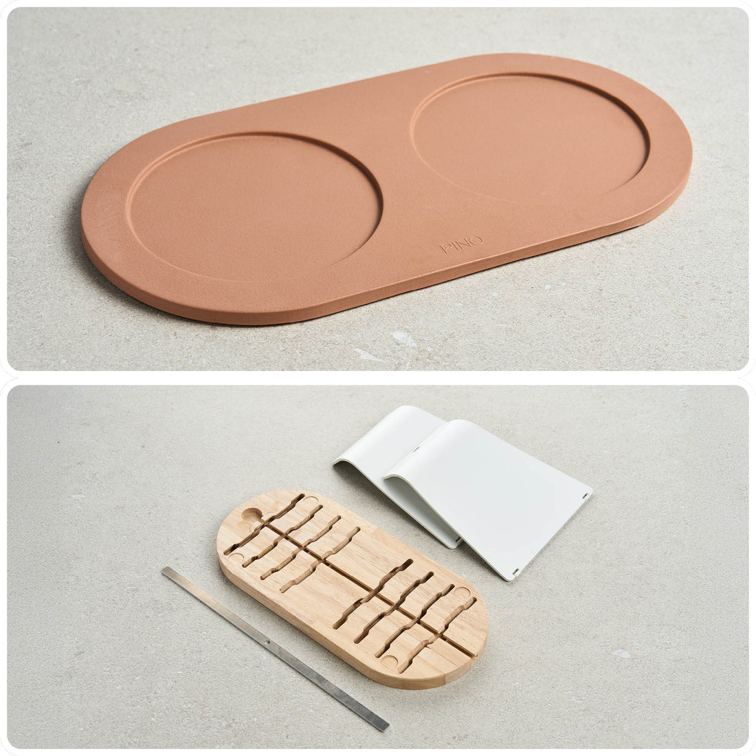 PINO Perfect Posture Bundle Large in Salmon Terra, Tray with Raised Tray Extension parts
